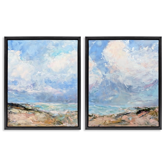 Stupell Industries Coastal Coastal Landscape with Brushed Clouds Black ...