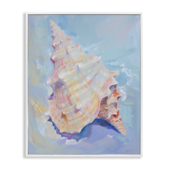 Stupell Industries Coastal Conch Shell Animals Painting White Framed Art Print Wall Art, 11 x 14