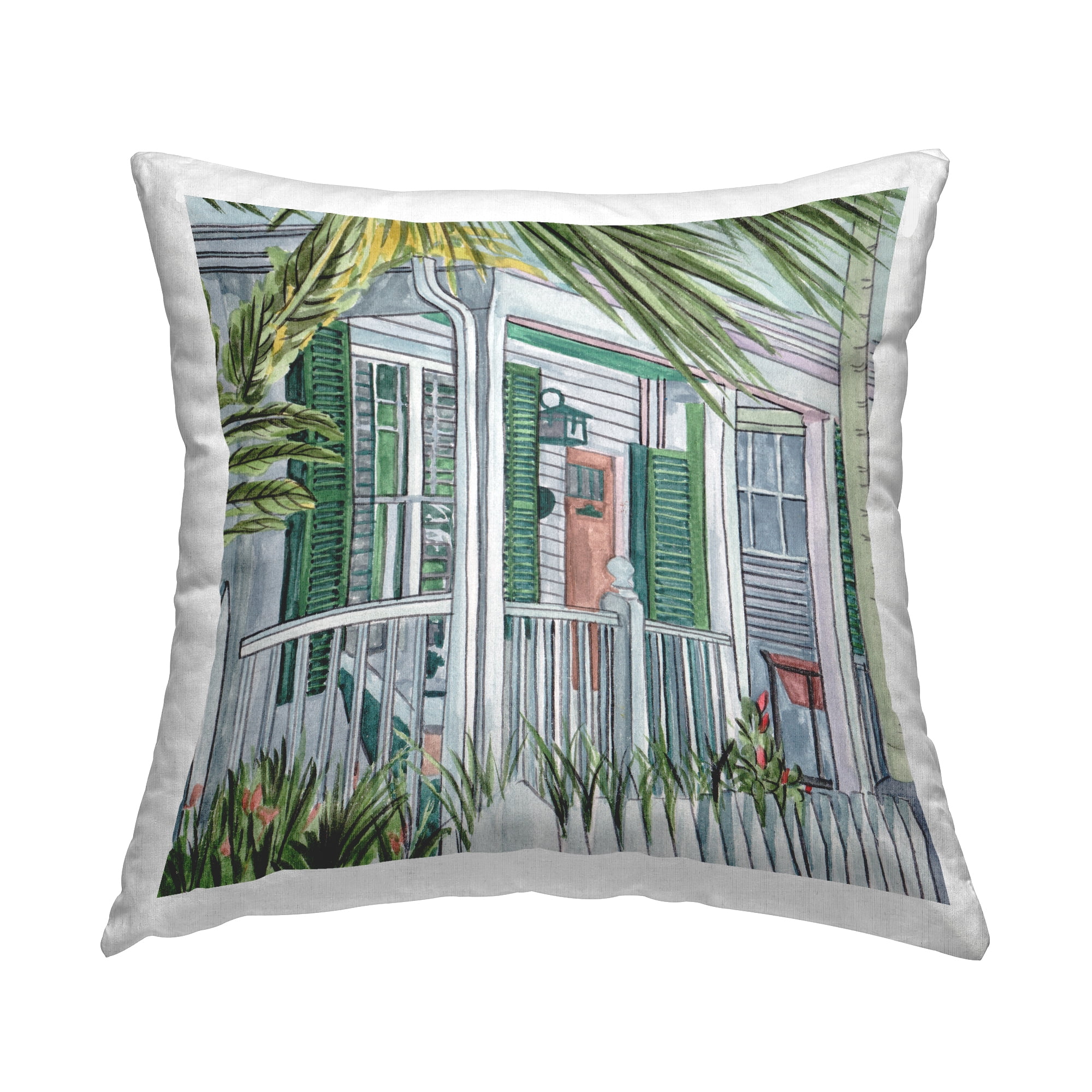 Stupell Industries Coastal Cottage Doorway Decorative Printed Throw Pillow, 18 x 18