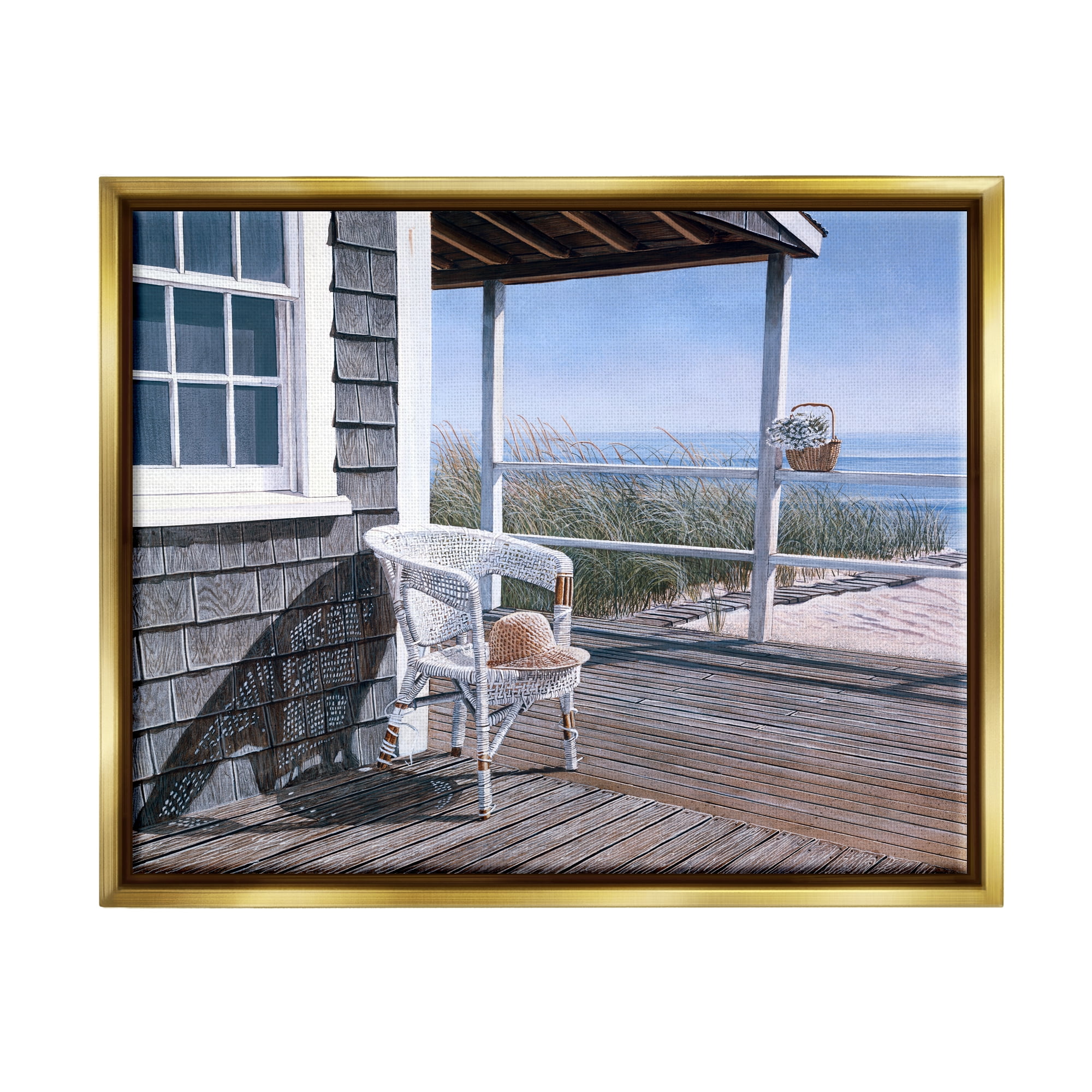 Gold Framed Coastal Landscape Canvas Print, 21" x 17"