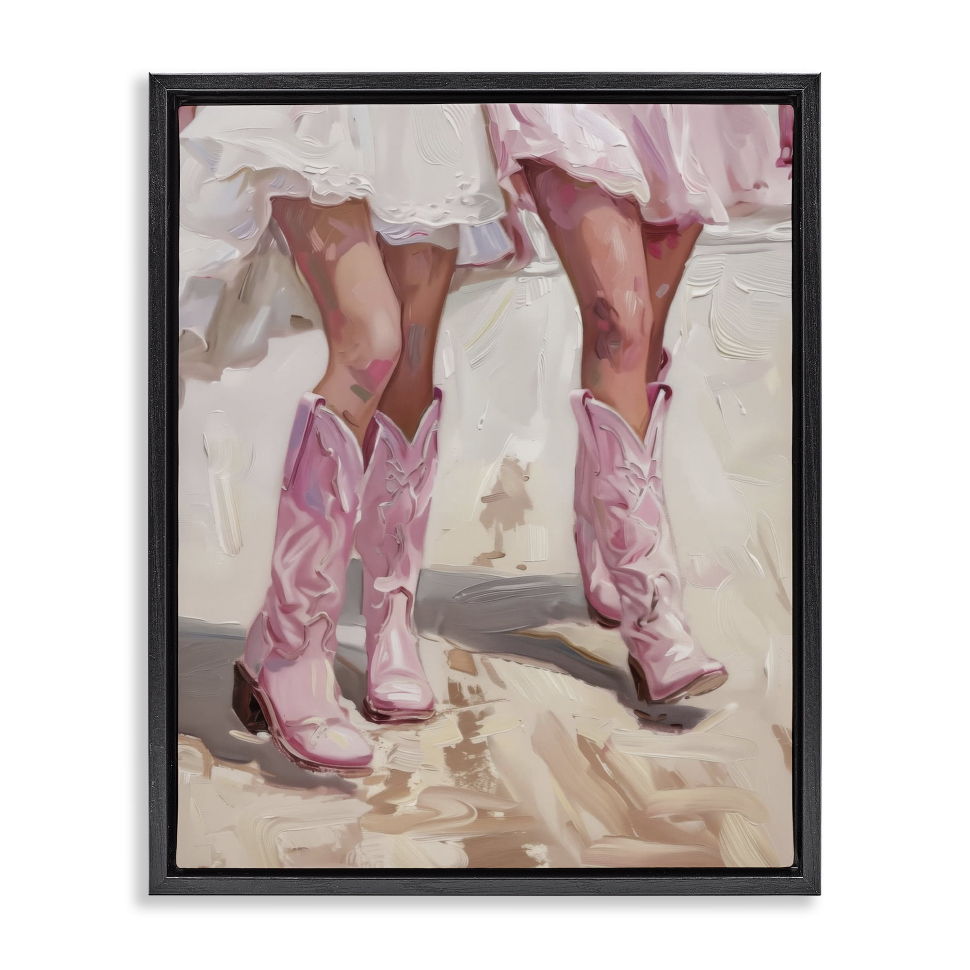 Stupell Industries Coastal Cowgirls Stepping People Painting Black Floater Framed Canvas Art Print Wall Art, 25 x 31