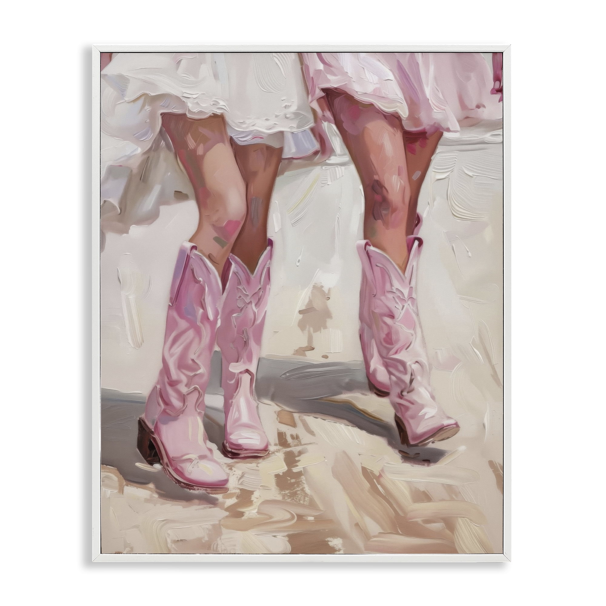Stupell Industries Coastal Cowgirls Stepping People Painting White Framed Art Print Wall Art, 11 x 14