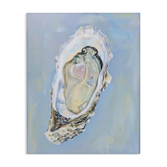 Stupell Industries Coastal Detailed Oyster on Blue Canvas Art, 30 x 40, by Arlington Prints