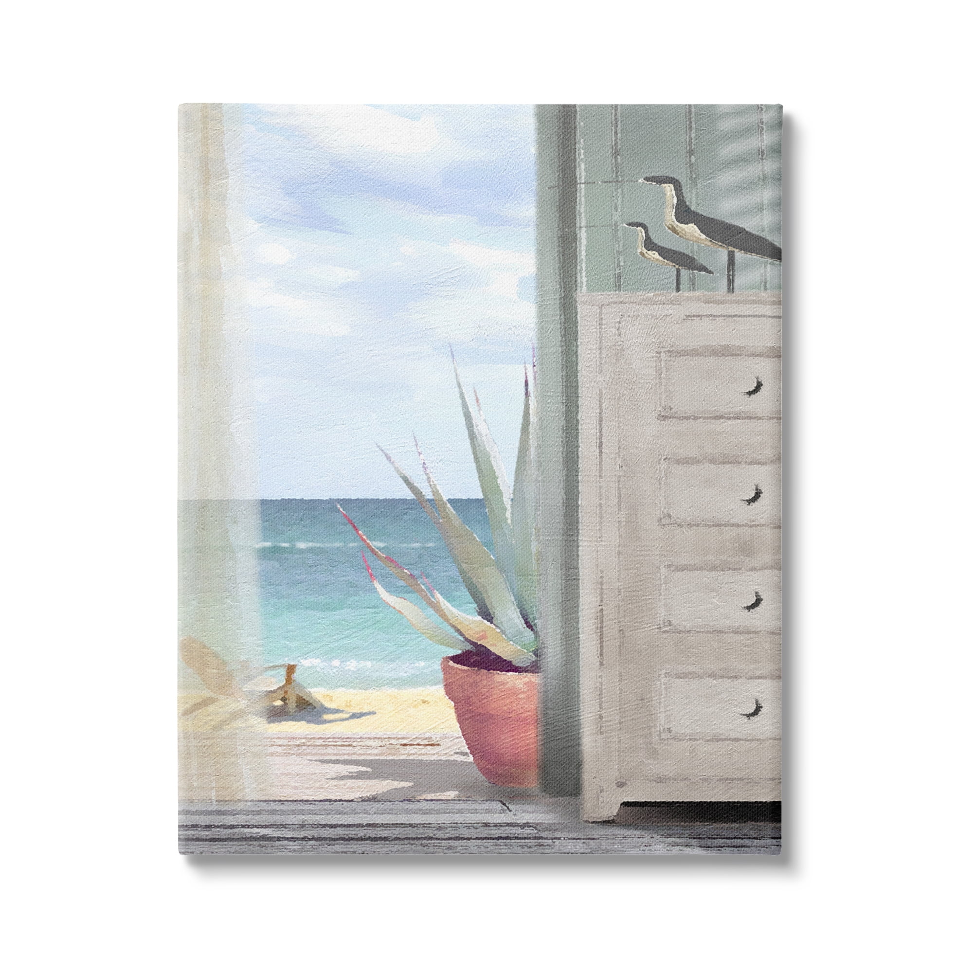 Stupell Industries Coastal Doorway Beach View Nature Painting Gallery Wrapped Canvas Print Wall Art, 16 x 20