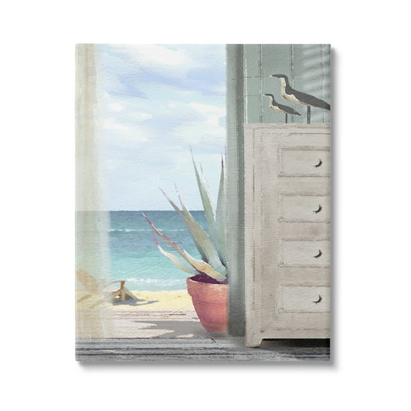 Stupell Industries Coastal Doorway Beach View Nature Painting Gallery Wrapped Canvas Print Wall Art, 30 x 40