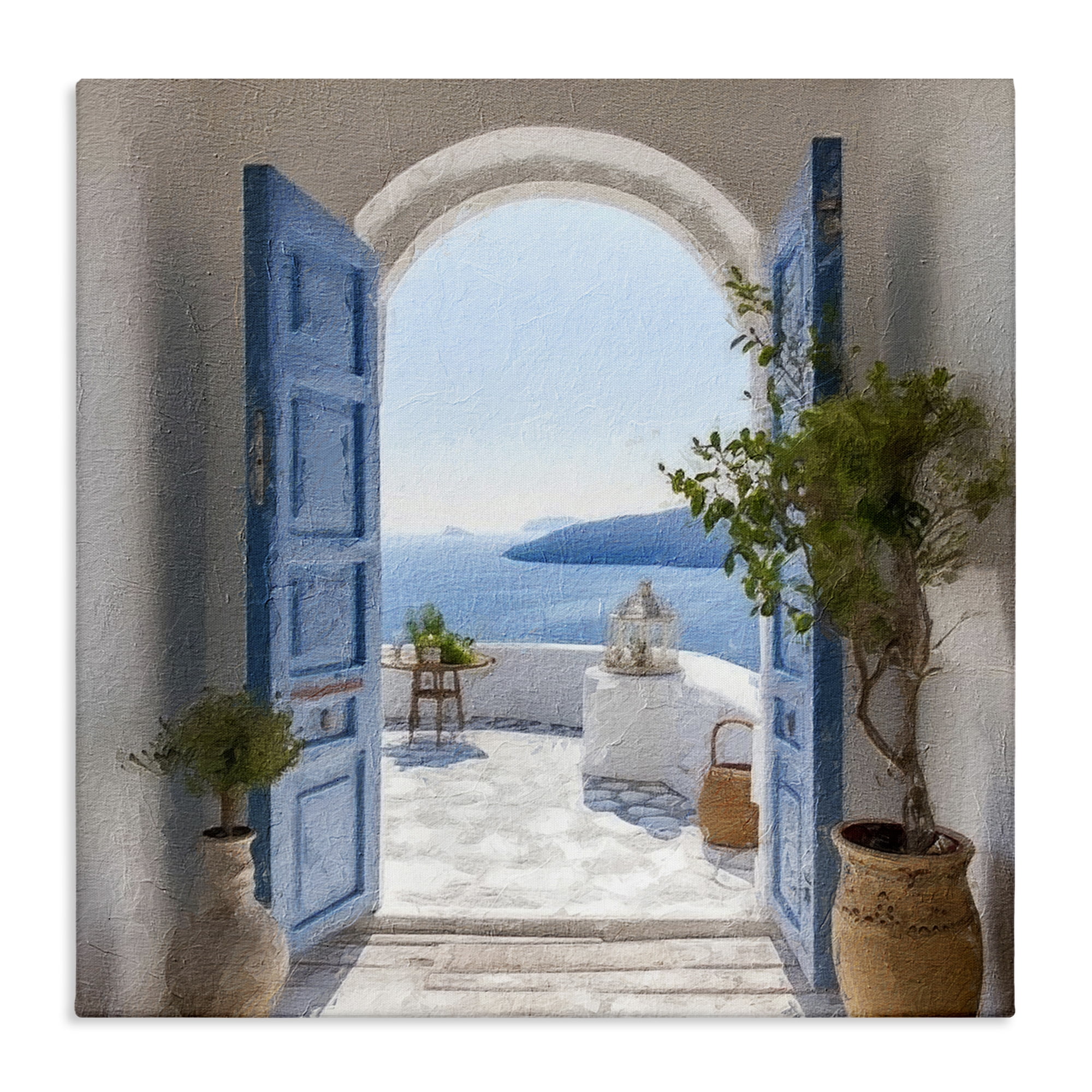Stupell Industries Coastal Doorway to Sea Town & City Painting Gallery Wrapped Canvas Art Print Wall Art, 36 x 36