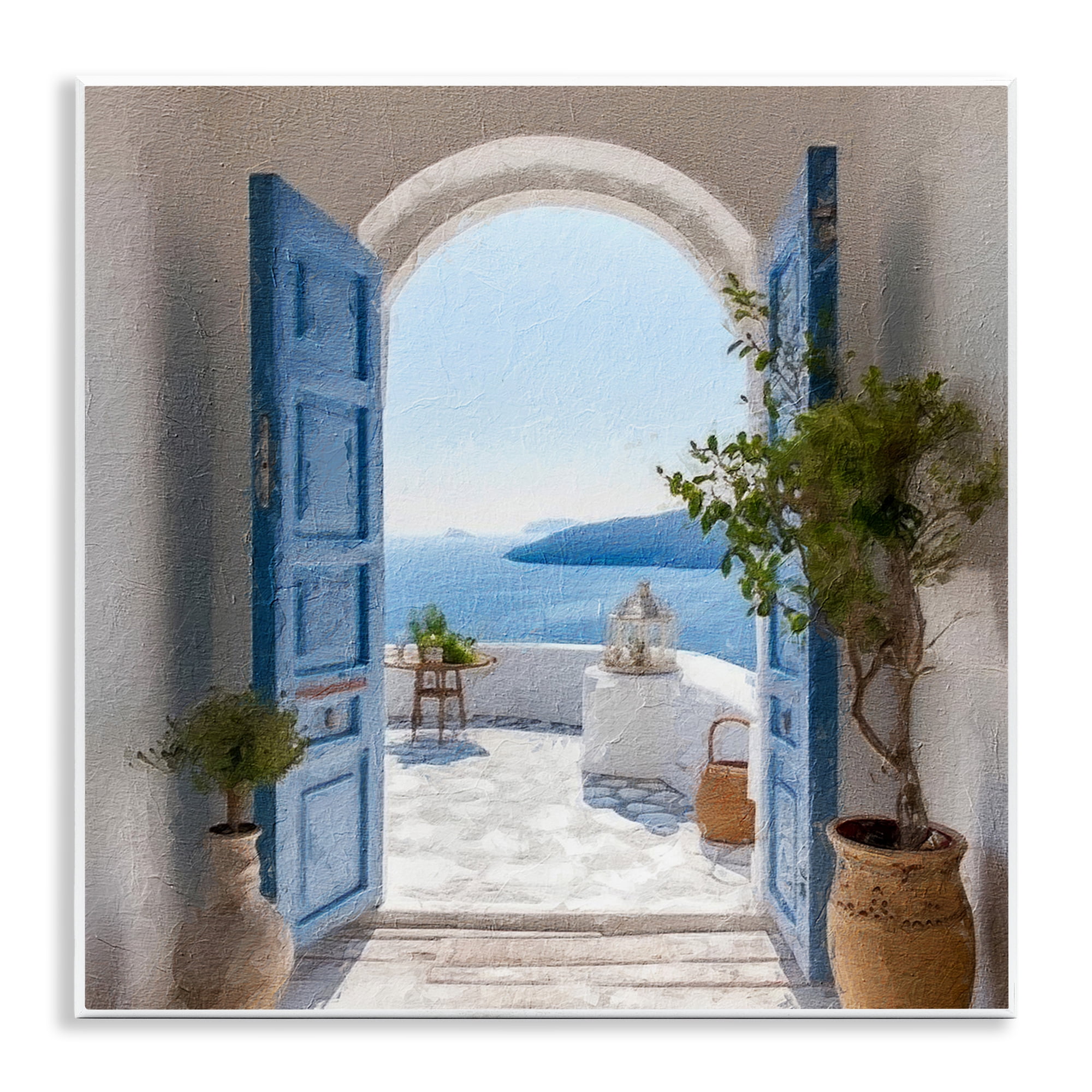 Stupell Industries Coastal Doorway to Sea Town & City Painting Unframed Art Print Wall Art, 12 x 12