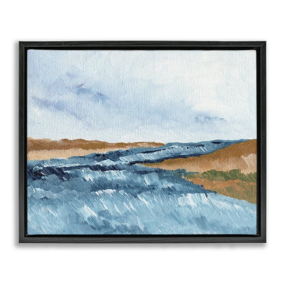 Stupell Industries Coastal Dreams Abstraction Black Framed Floater Canvas Wall Art design by Nikita Jariwala, 25 x 31