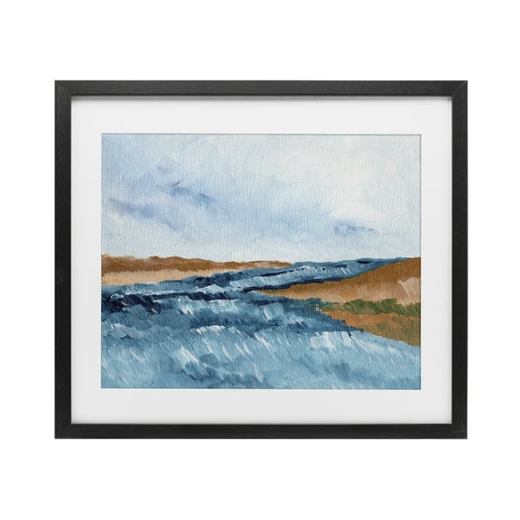 Stupell Industries Coastal Dreams Abstraction Black Framed Print Under Glass design by Nikita Jariwala, 13 x 16