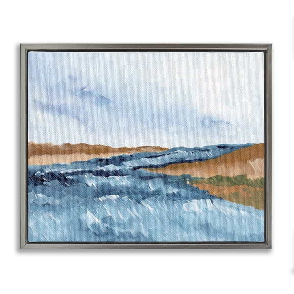 Stupell Industries Coastal Dreams Abstraction Gray Framed Floater Canvas Wall Art design by Nikita Jariwala, 25 x 31