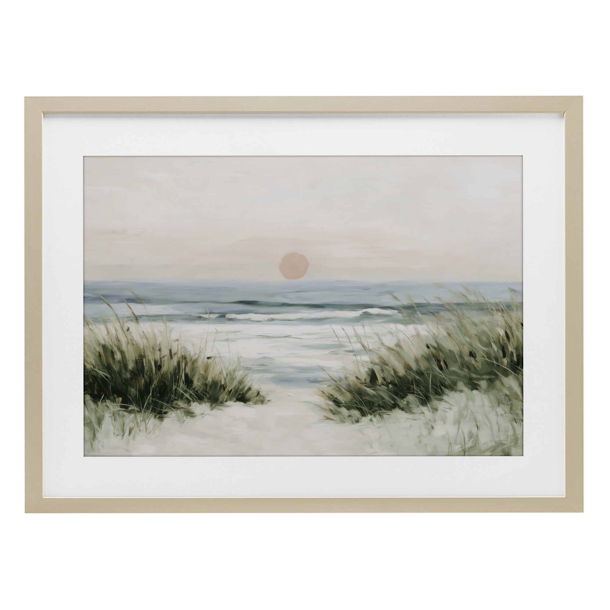 Stupell Industries Coastal Dunes with Wild Beach Grass Birch Framed Print Under Glass, design by Chromatic Storm Studio