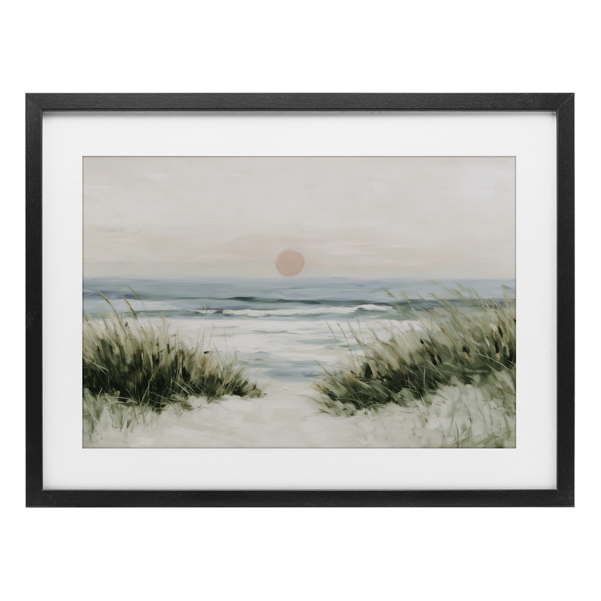 Stupell Industries Coastal Dunes with Wild Beach Grass Black Framed Print Under Glass, design by Chromatic Storm Studio