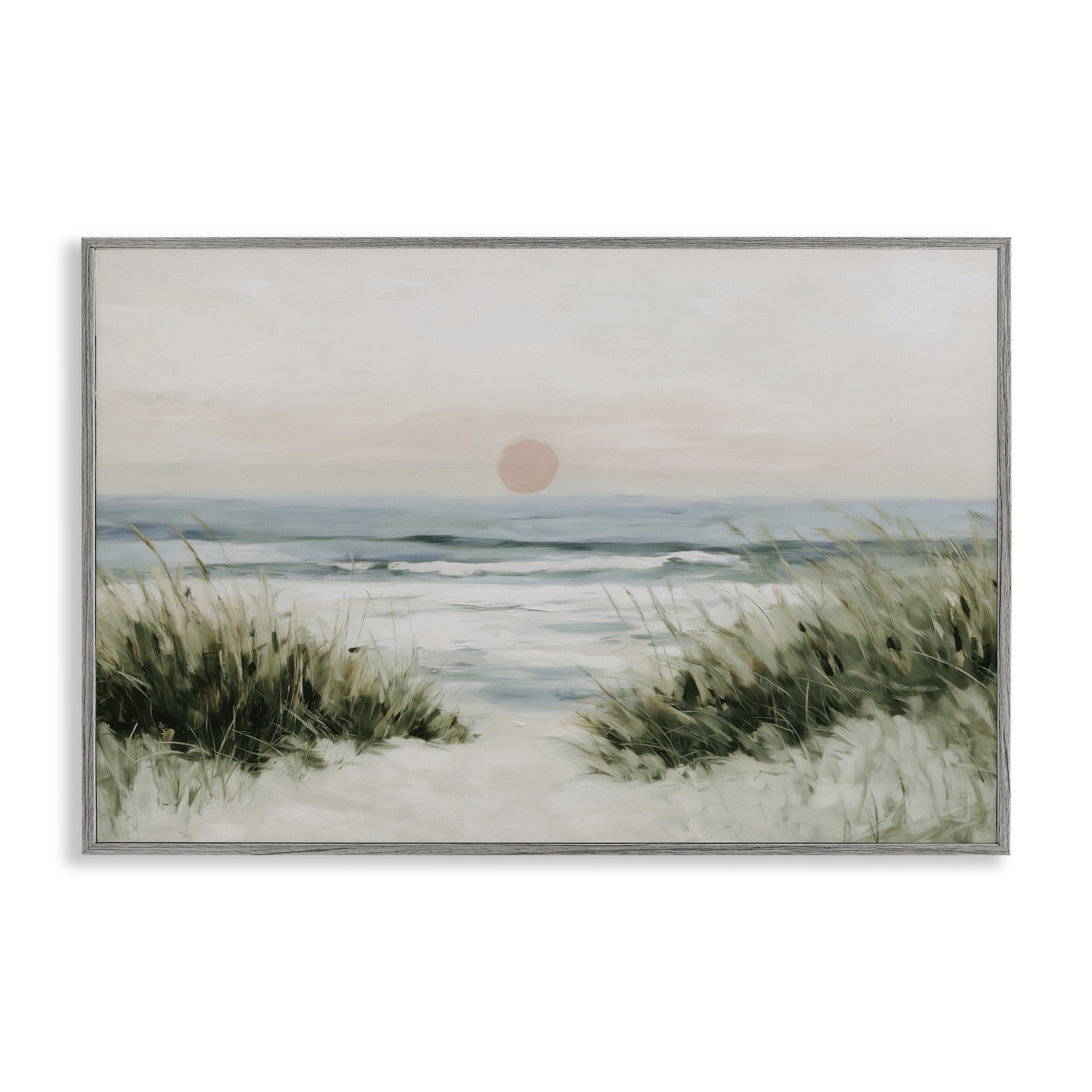 Stupell Industries Coastal Dunes with Wild Beach Grass Gray Framed Giclee Art, design by Chromatic Storm Studio