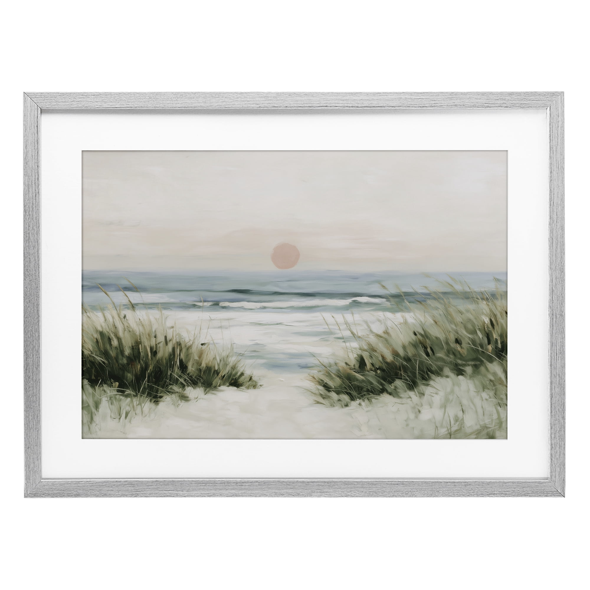 Stupell Industries Coastal Dunes with Wild Beach Grass Gray Framed Print Under Glass, design by Chromatic Storm Studio