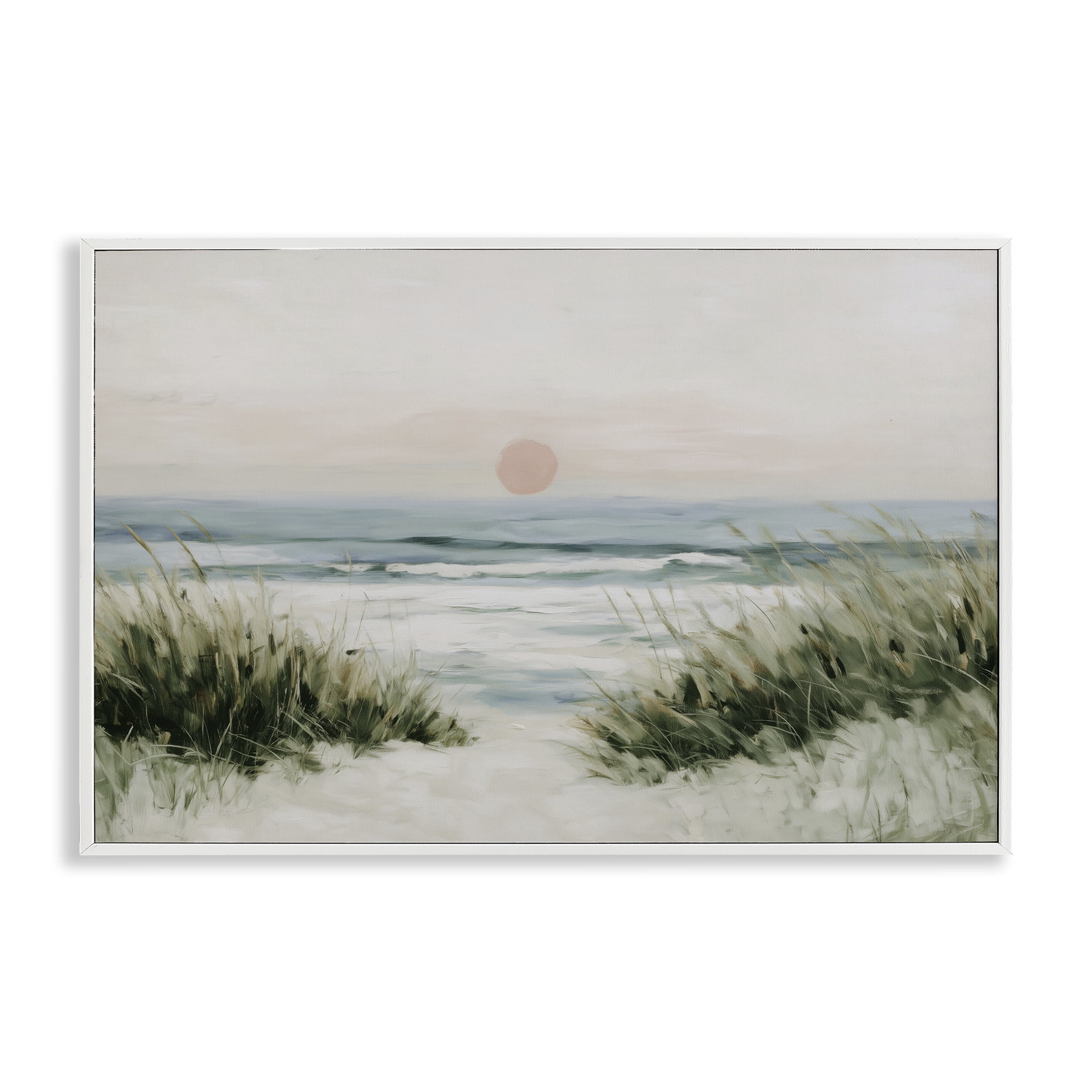 Stupell Industries Coastal Dunes with Wild Beach Grass White Framed Giclee Art, design by Chromatic Storm Studio