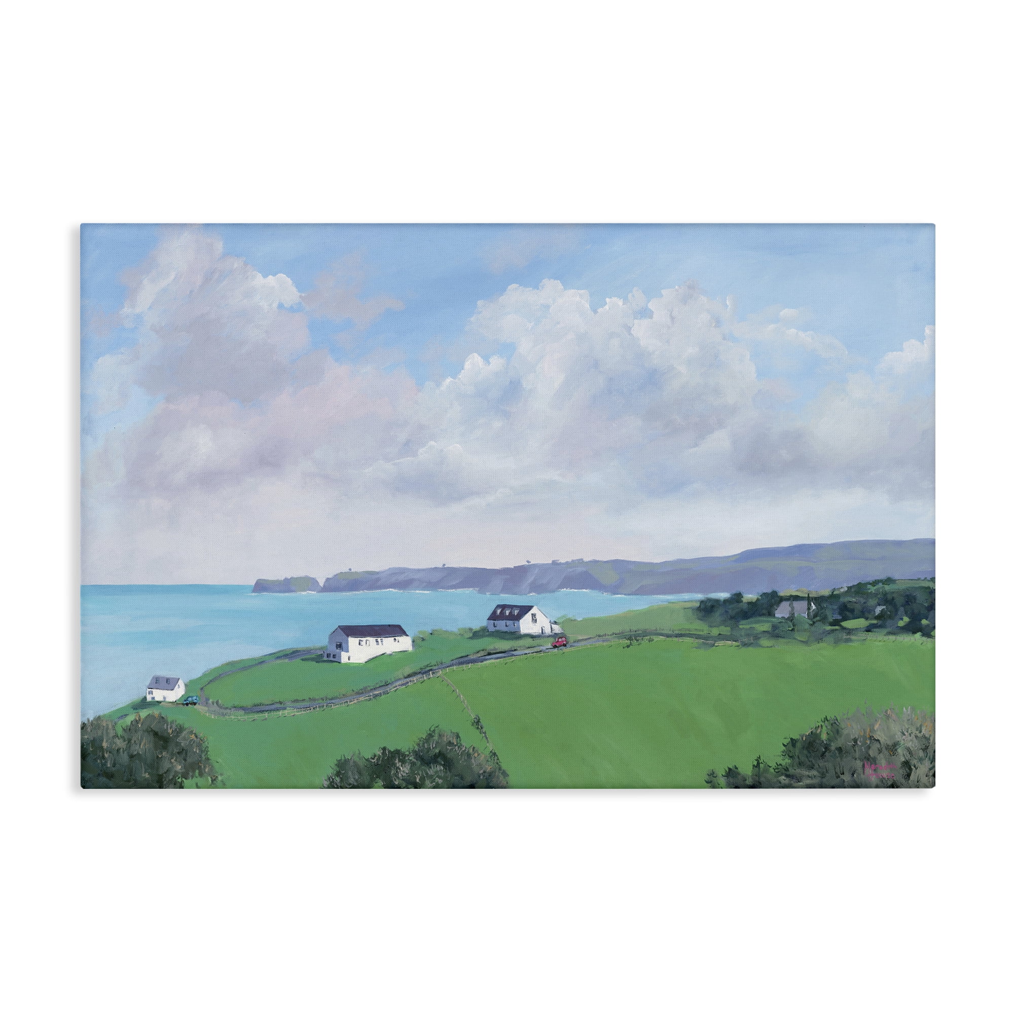 Stupell Industries Coastal Farm Houses Landscape Painting Gallery Wrapped Canvas Art Print Wall Art, 30 x 20