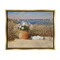 thumbnail image 1 of Stupell Industries Coastal Flower Blossom Basket Windblown Beach Grass Painting Metallic Gold Floating Framed Canvas Print Wall Art, Design by Tom Mielko, 1 of 5