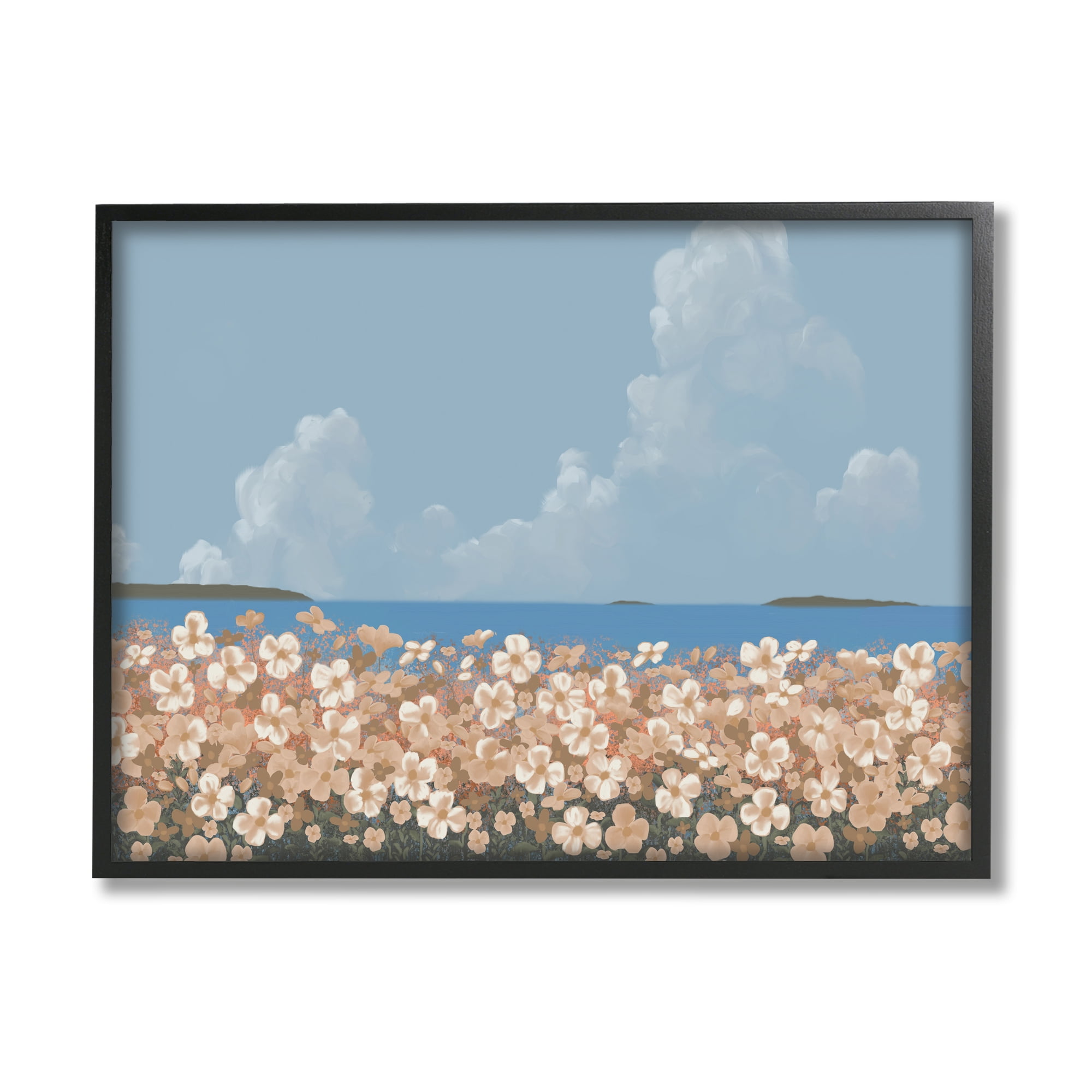 Stupell Industries Coastal Flower Meadow Botanical & Floral Painting Black Framed Art Print Wall Art, 14 x 11