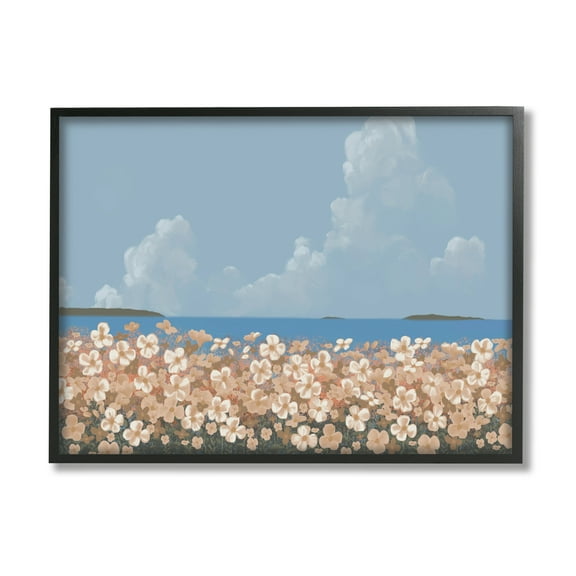 Stupell Industries Coastal Flower Meadow Botanical & Floral Painting Black Framed Art Print Wall Art, 14 x 11