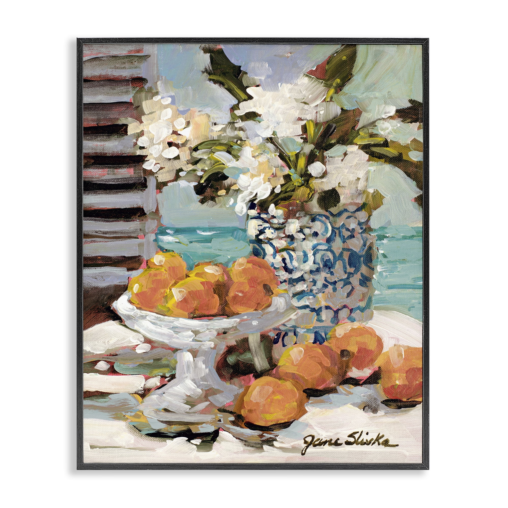 Stupell Industries Coastal Fruits Still Life Food & Beverage Painting Black Framed Art Print Wall Art, 16 x 20