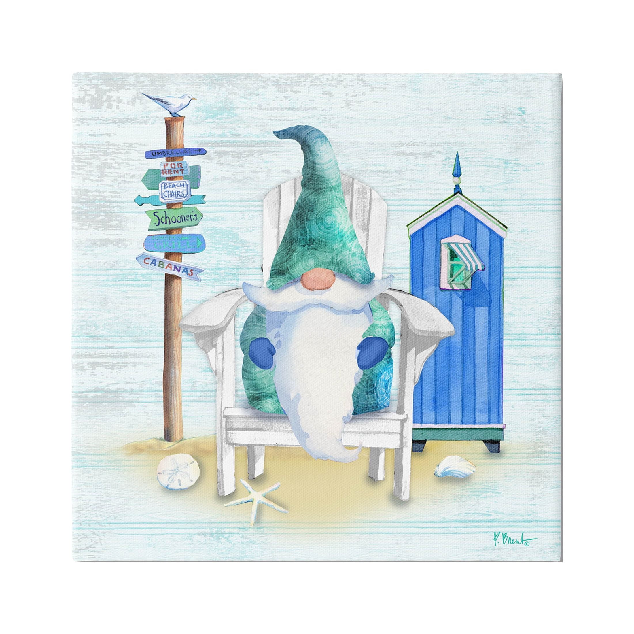 Stupell Industries Coastal Gnome Beach Life Relaxing Graphic Art Gallery Wrapped Canvas Print Wall Art, Design by Paul Brent