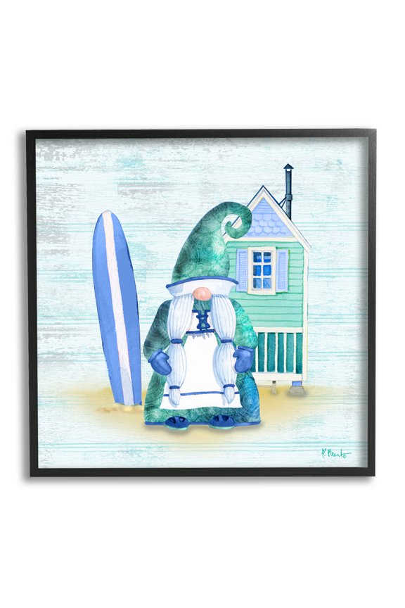 Industries Coastal Gnome Beach Shack Home Graphic Art Black Framed Art Print Wall Art, Design by Paul Brent