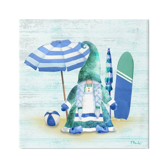 Stupell Industries Coastal Gnome Braided Summer Surfer Graphic Art Gallery Wrapped Canvas Print Wall Art, Design by Paul Brent