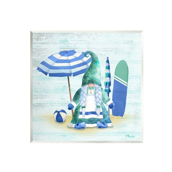 Stupell Industries Coastal Gnome Braided Summer Surfer Graphic Art Unframed Art Print Wall Art, Design by Paul Brent