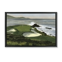 Stupell Industries Coastal Golf Course Landscape Painting Black Floater Framed Art Print Wall Art, 25 x 17