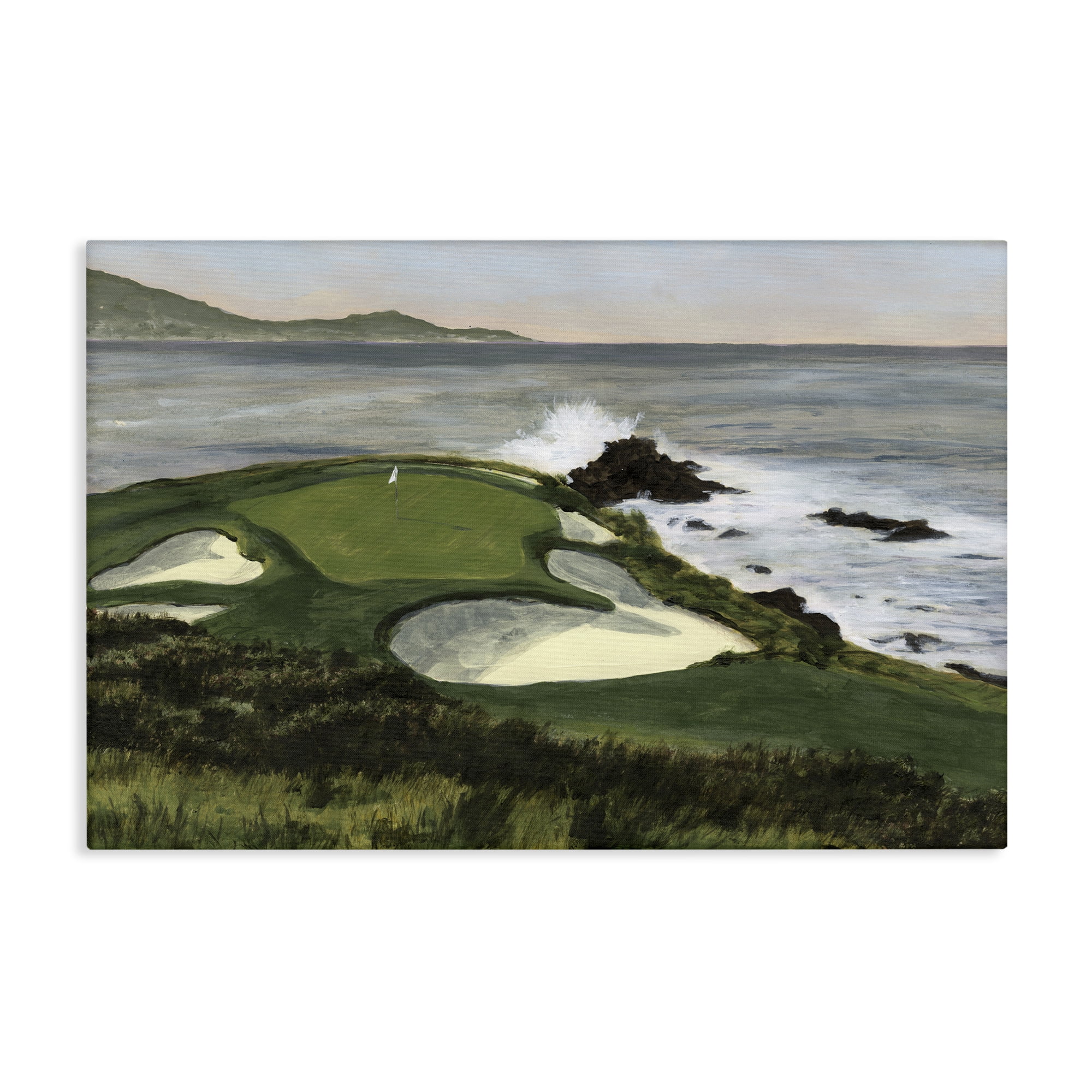 Stupell Industries Coastal Golf Course Landscape Painting Gallery Wrapped Canvas Art Print Wall Art, 45 x 30