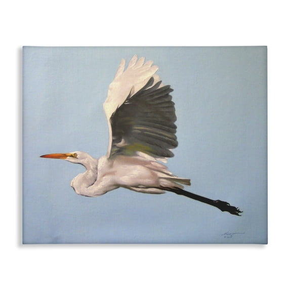 Stupell Industries Coastal Graceful Egret Flying Canvas Art, 48 x 36, by D. Rust