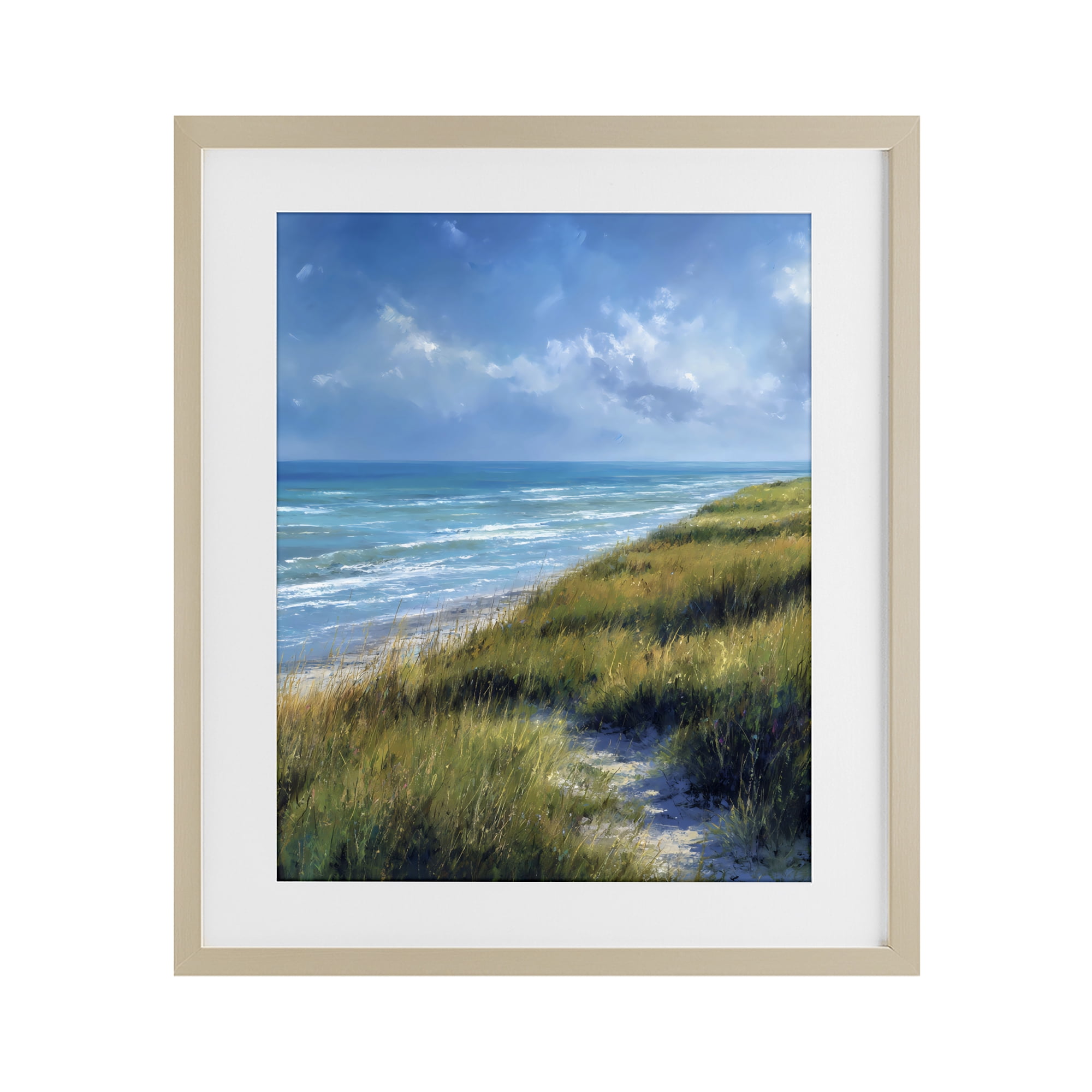Stupell Industries Coastal Grass & Rolling Waves Birch Framed Print Under Glass, design by Franklyn Gregory