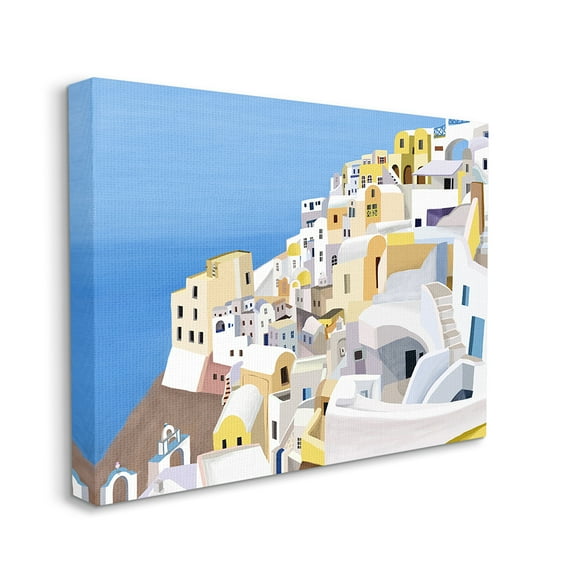 Stupell Industries Coastal Greek Cliffside City White Yellow Buildings Canvas Wall Art by Carla Daly