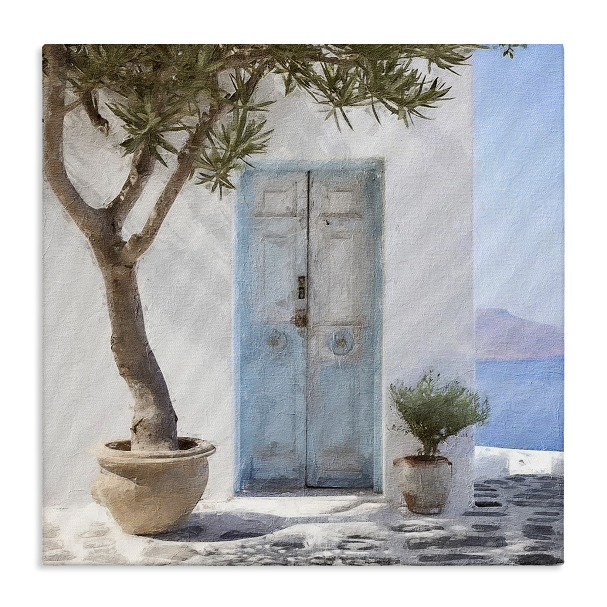 Stupell Industries Coastal Greek Door Town & City Painting Gallery Wrapped Canvas Art Print Wall Art, 36 x 36