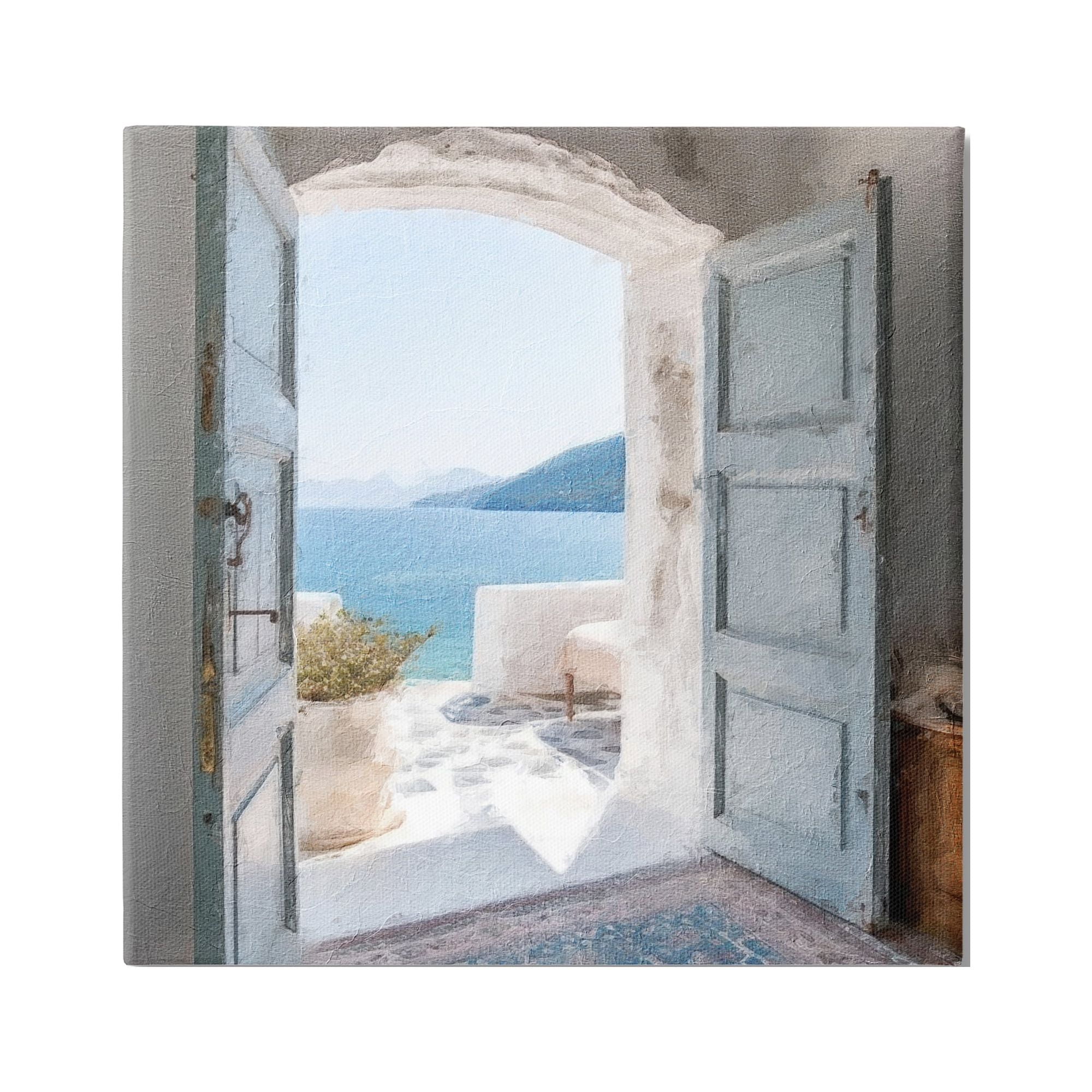 Stupell Industries Coastal Greek Villa Nature Photography Gallery Wrapped Canvas Print Wall Art, 24 x 24