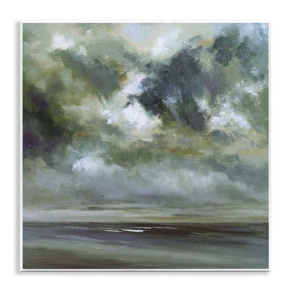 Stupell Industries Coastal Grey Clouds over Beach Wall Plaque Art, 12 x 12, by Sheila Finch