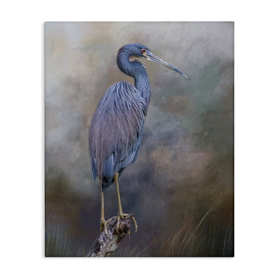 Stupell Industries Coastal Heron Bird Perched Woodland Branch Canvas Art, 36 x 48, by Kelley Parker