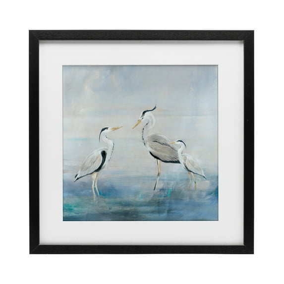 Stupell Industries Coastal Heron Family Black Framed Print Under Glass design by Lily K., 13 x 13