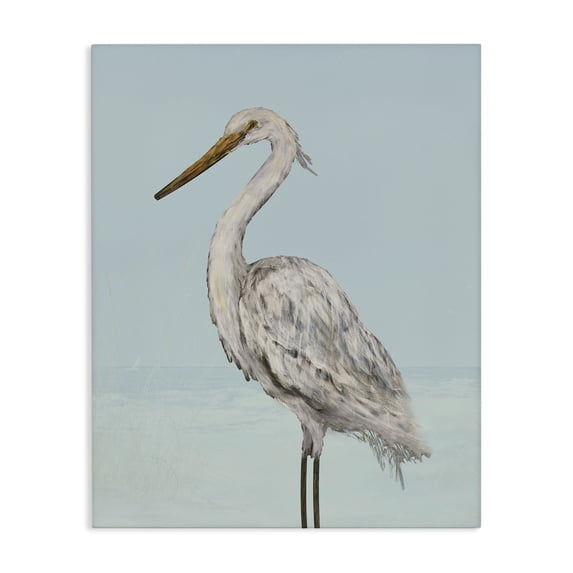 Stupell Industries Tropical Coastal Heron Muted Blue Canvas Art, 16 x 20, by Julie DeRice