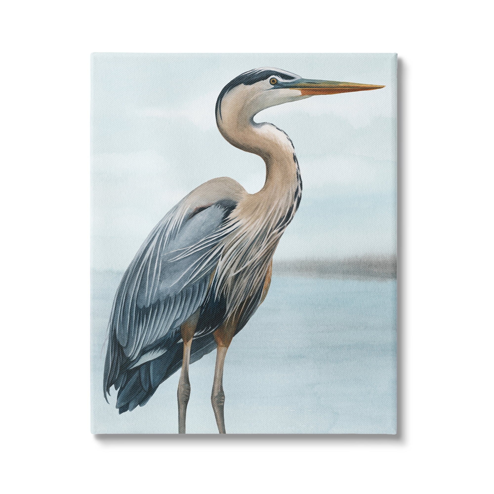 Stupell Industries Coastal Heron Portrait Animals & Insects Painting Gallery Wrapped Canvas Print Wall Art, 24 x 30