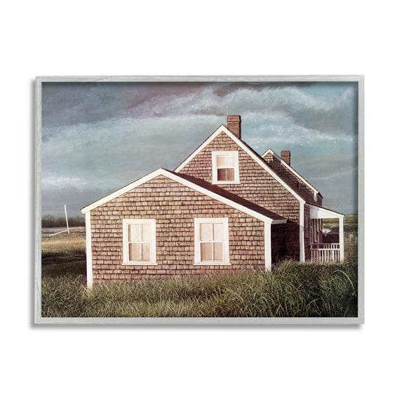 Stupell Industries Coastal Home Atmospheric Beachside Cloudy Sky Photograph Gray Framed Art Print Wall Art, Design by Tom Mielko