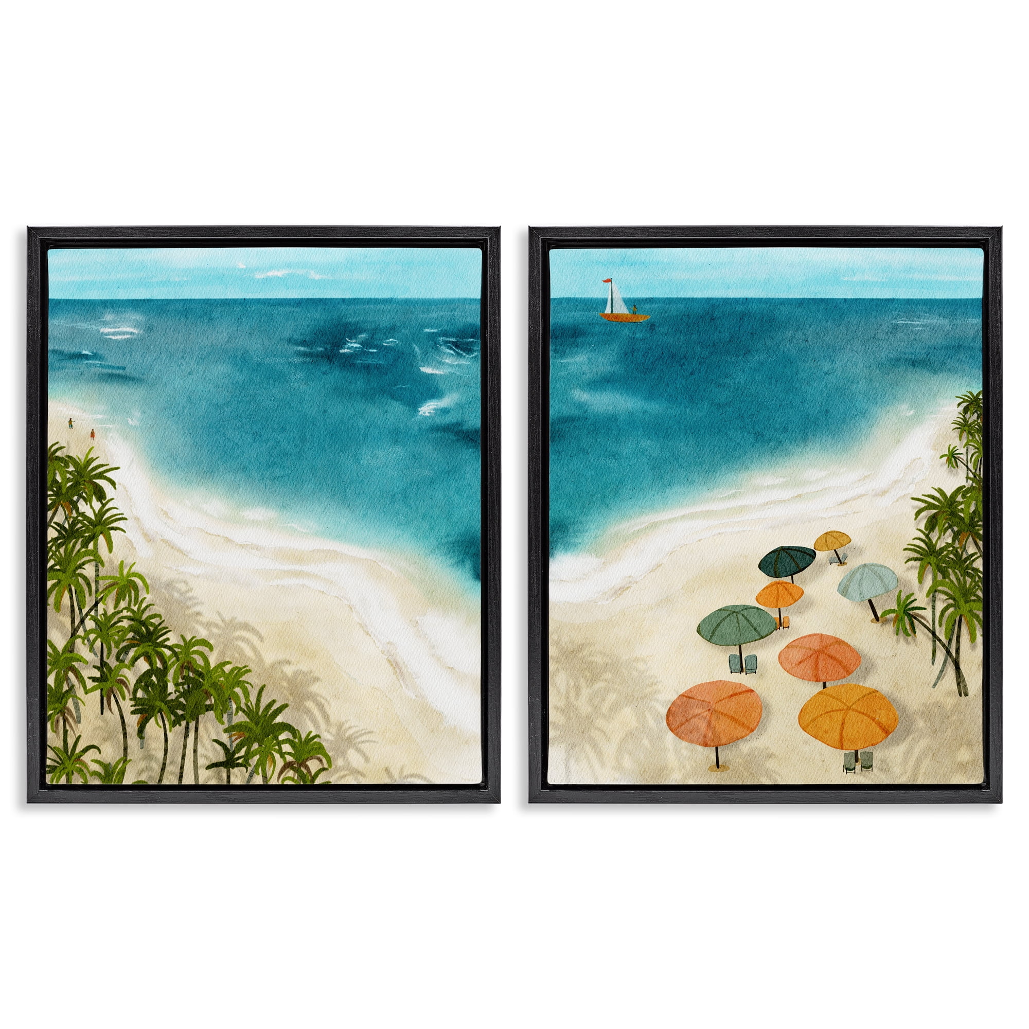 Stupell Industries Coastal Isla Verde Coastal Landscape Black 2pc ...