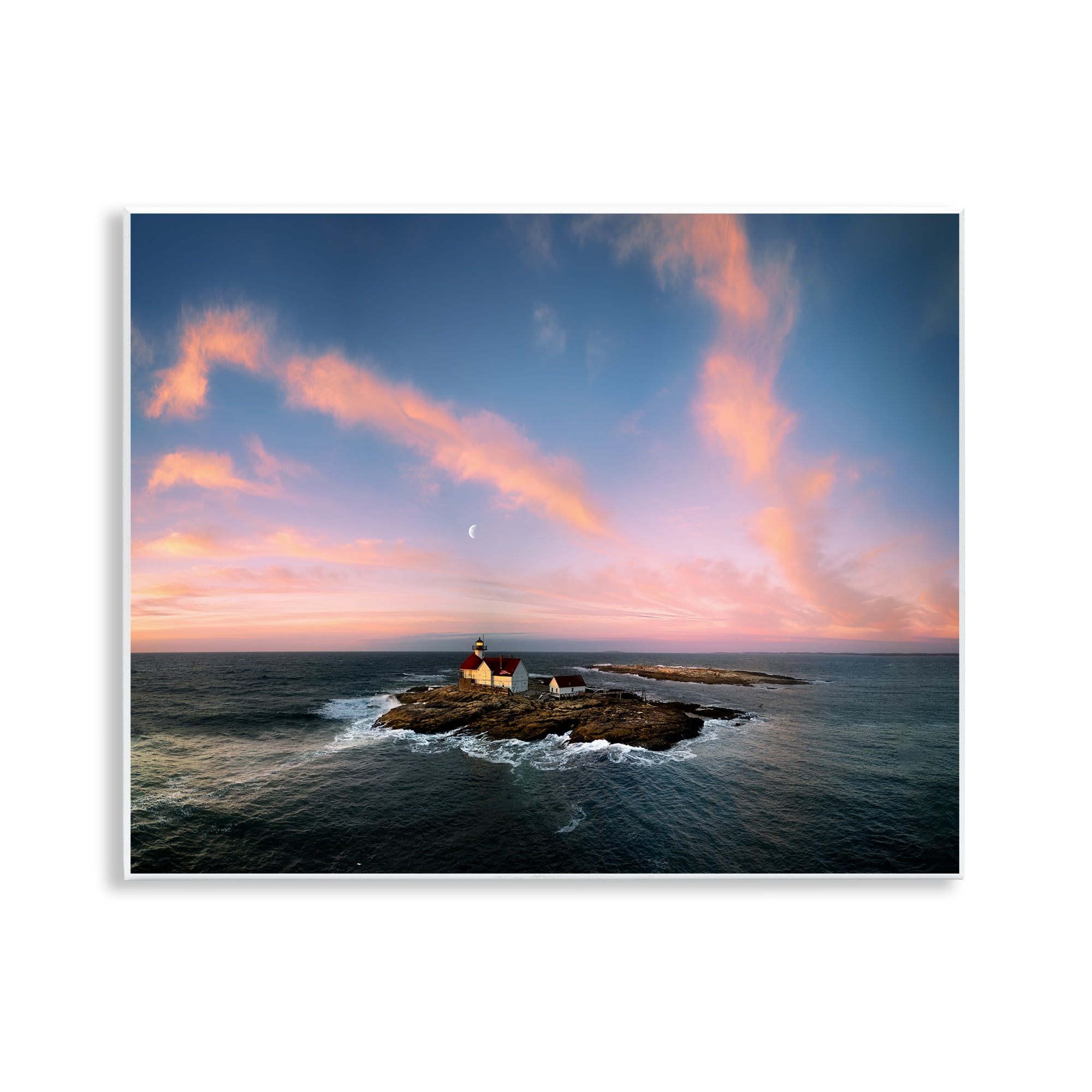 Stupell Industries Coastal Island Moon Overhead Landscape & Nature Photography Unframed Art Print Wall Art, 14 x 11