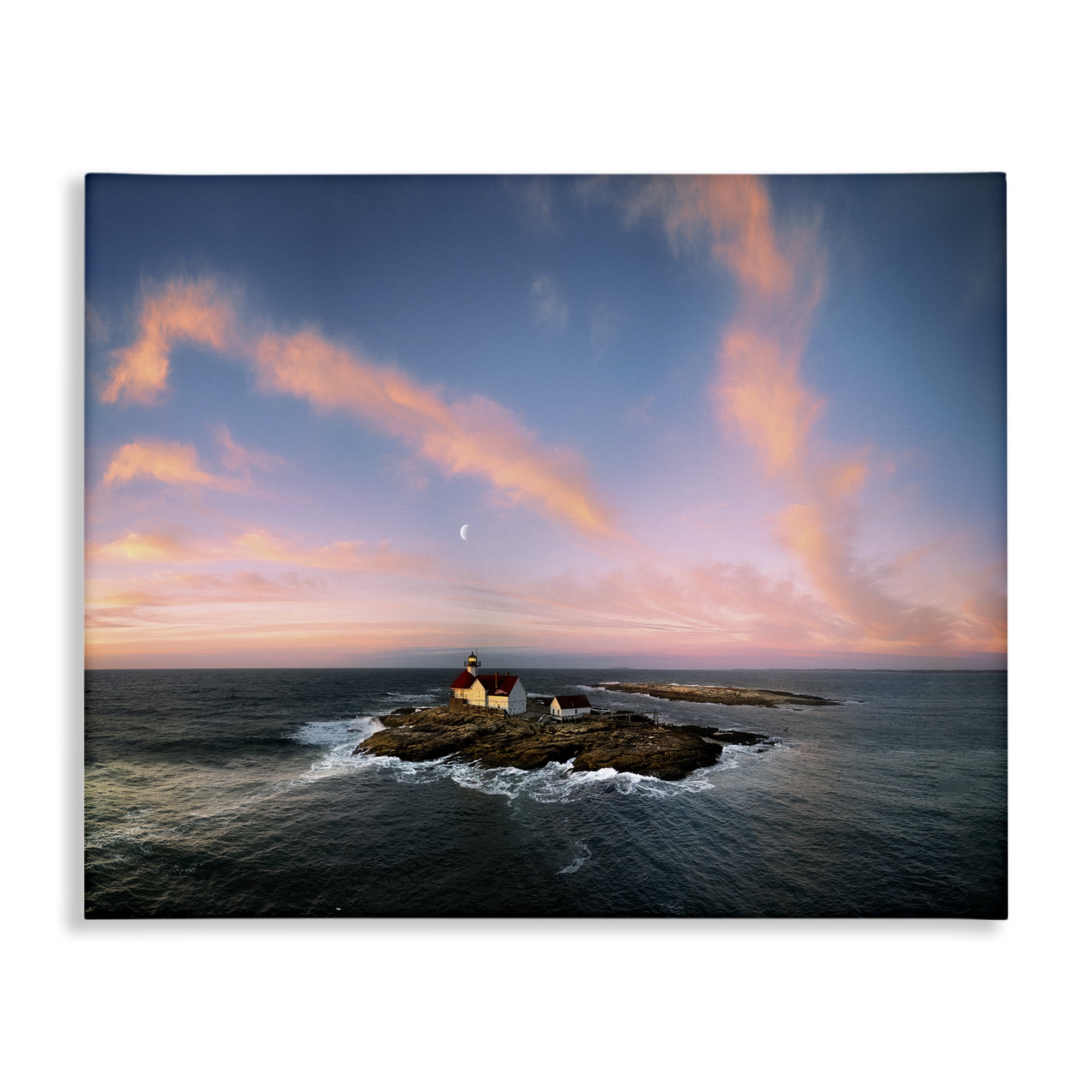 Stupell Industries Coastal Island Moon Overhead Landscape & Nature Photography Wrapped Canvas Art Print Wall Art, 48 x 36