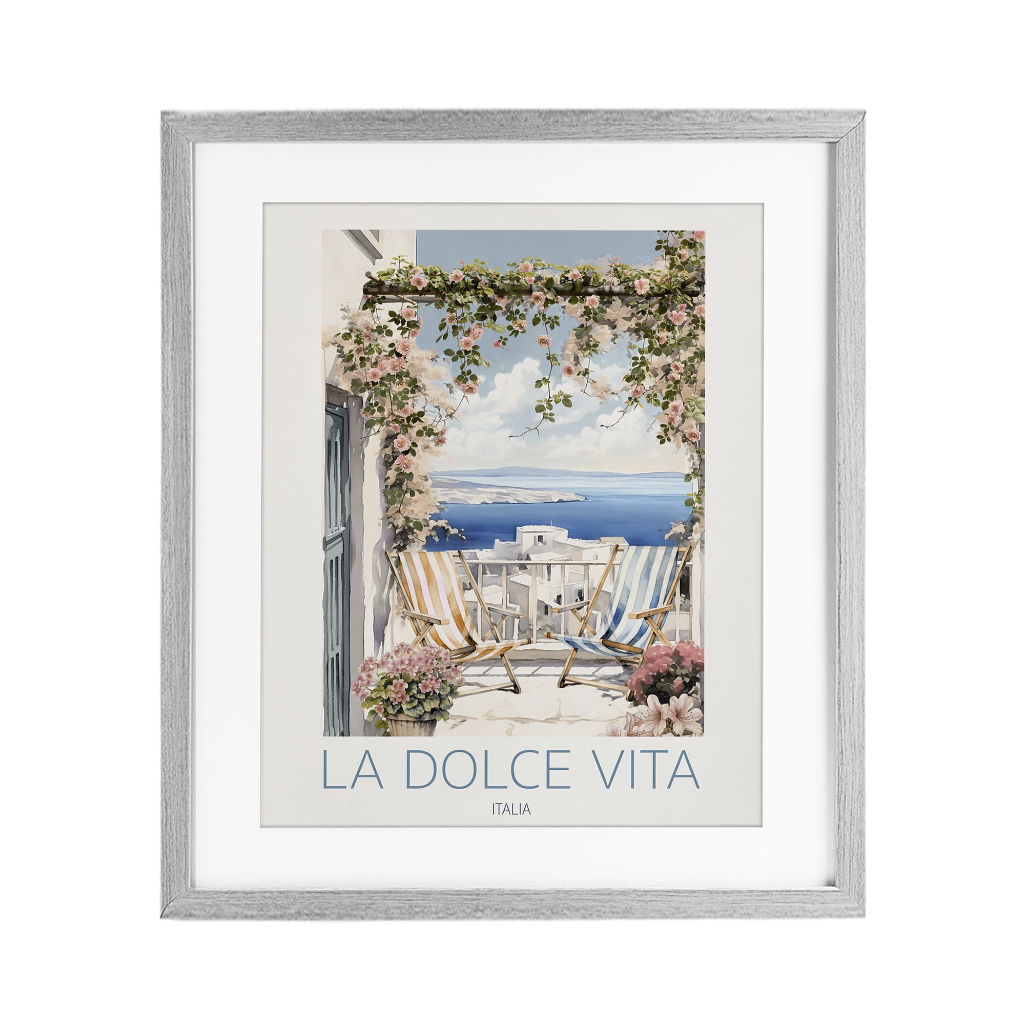 Stupell Industries Coastal Italian Balcony View Gray Framed Print Under Glass, design by CAD Designs