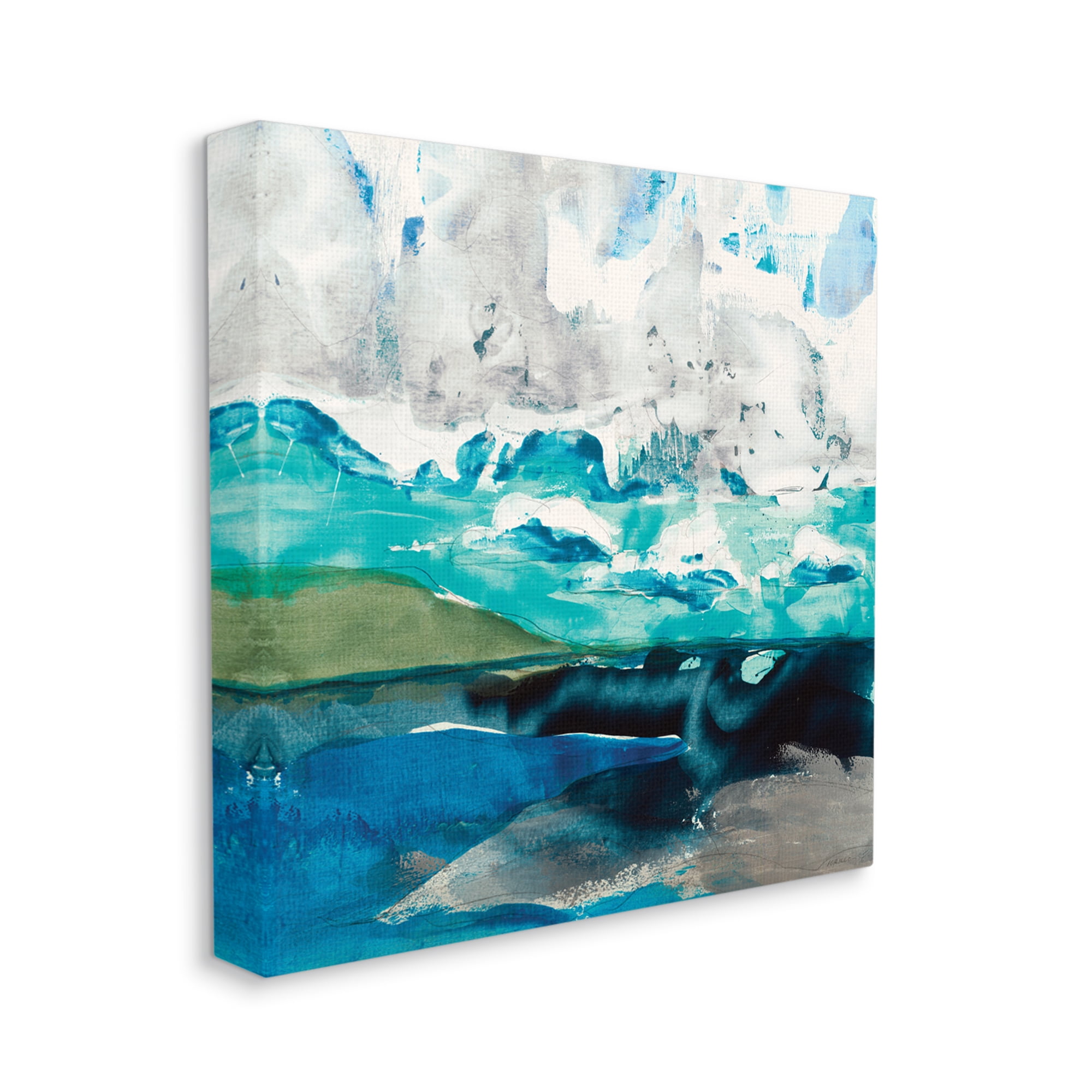 Stupell Industries Coastal Landscape Abstraction Flowing Blue Ocean Sky,36 x 36,Designed by Jeff Iorillo
