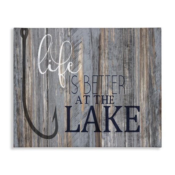 Stupell Industries Coastal Life's Better at Lake Phrase Canvas Art, 20 x 16, by Kim Allen