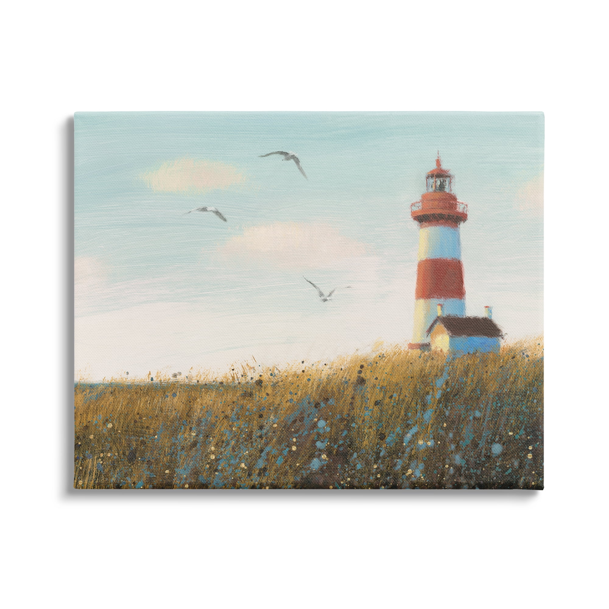 Stupell Industries Coastal Lighthouse Painting Nature Painting Gallery Wrapped Canvas Print Wall Art, 40 x 30