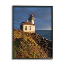 Stupell Industries Coastal Lighthouse Photography Landscape Photography Black Framed Art Print Wall Art, 11 x 14