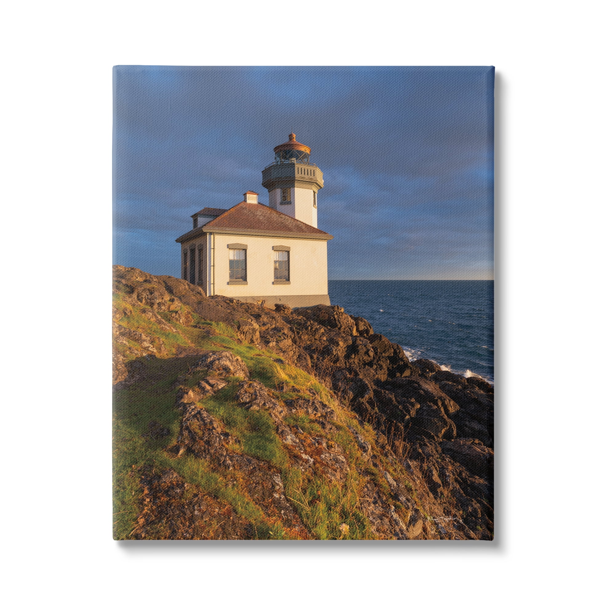 Stupell Industries Coastal Lighthouse Photography Landscape Photography Gallery Wrapped Canvas Art Print Wall Art, 24 x 30
